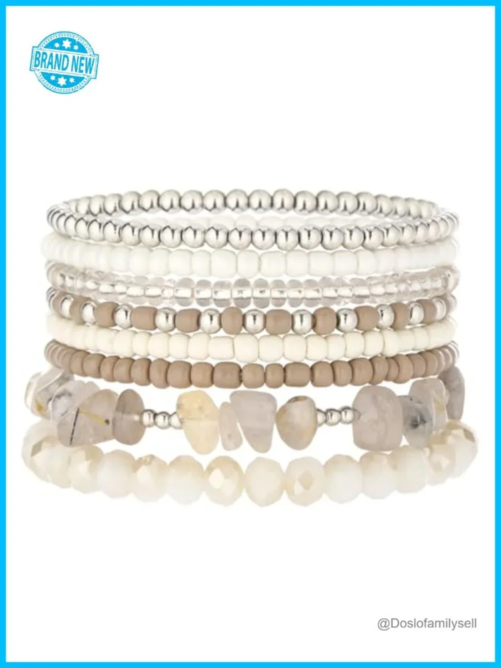 Boho Beaded Bracelets for Women Stackable Irregular Natural Stone Stretch